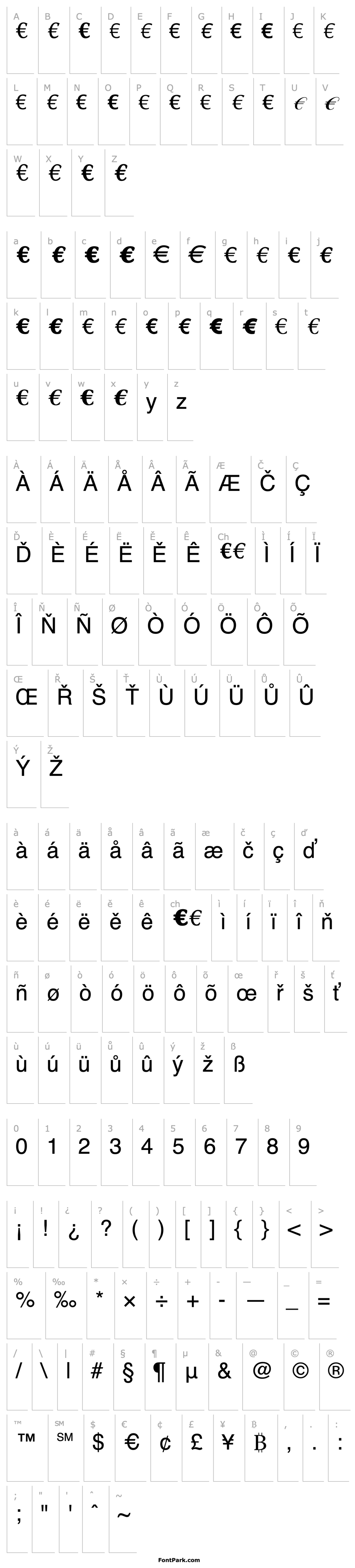 Přehled Linotype EuroFont R to S