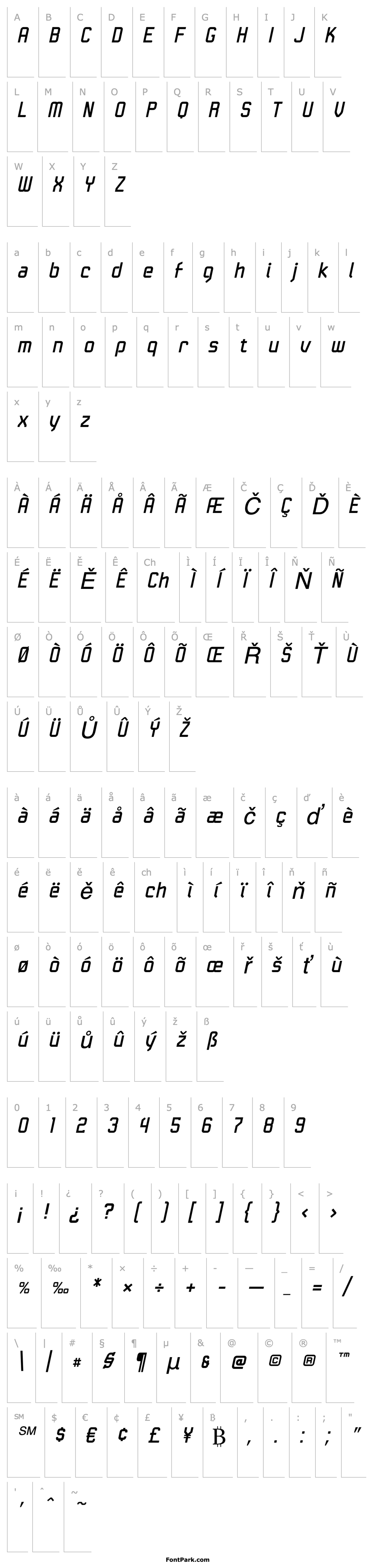 Overview Linotype Kaliber Italic