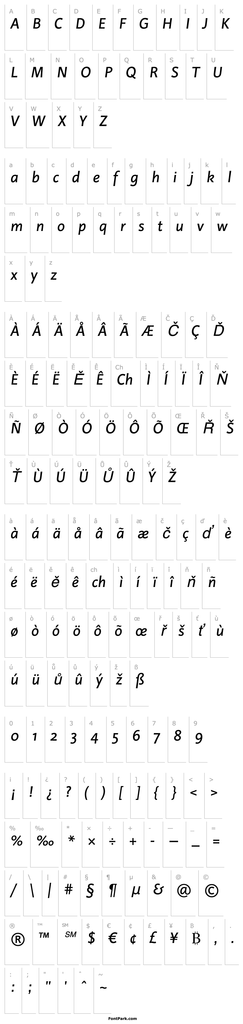 Overview Linotype Projekt Italic