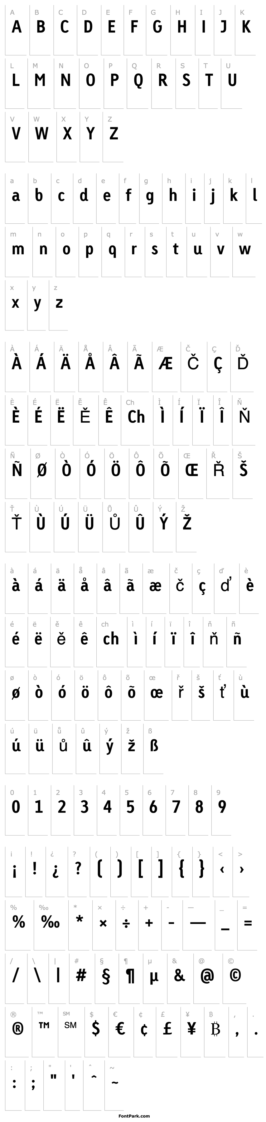 Přehled Linotype Tetria Bold Tab