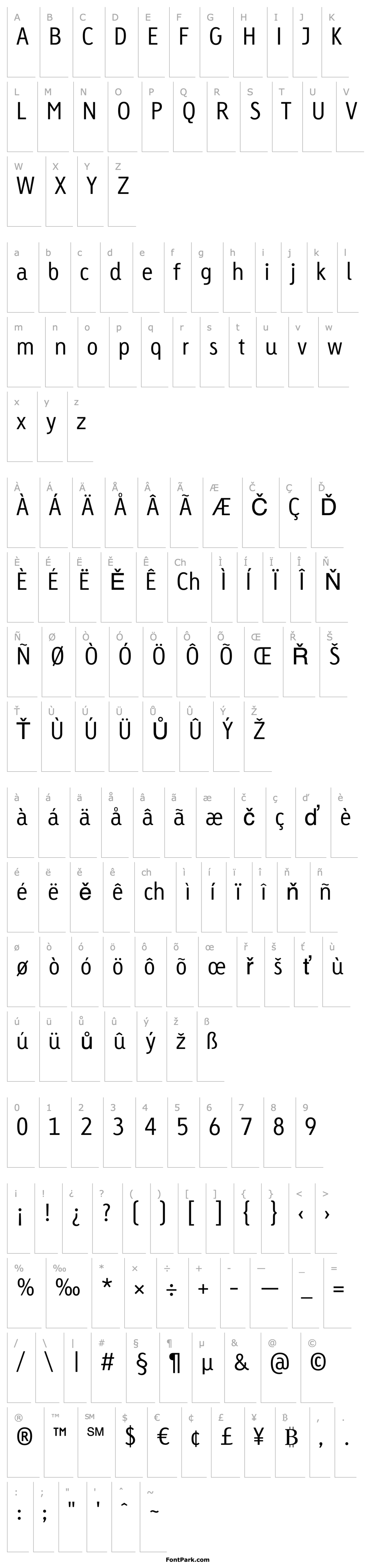 Overview Linotype Tetria Light Tab