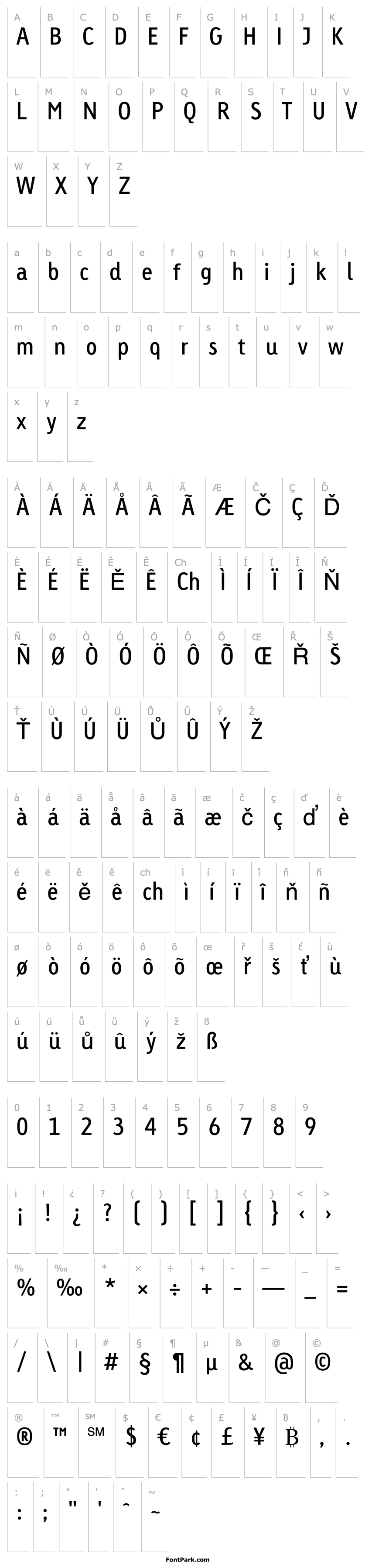 Přehled Linotype Tetria Regular Tab