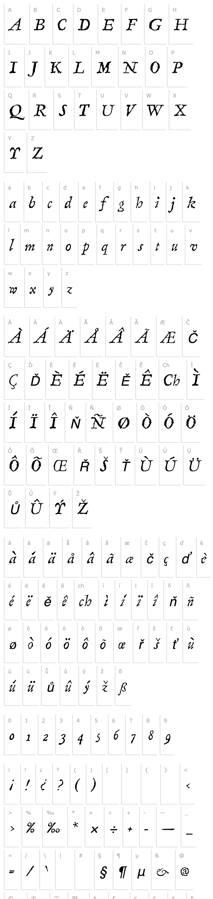 Přehled LinotypeCompendio Italic