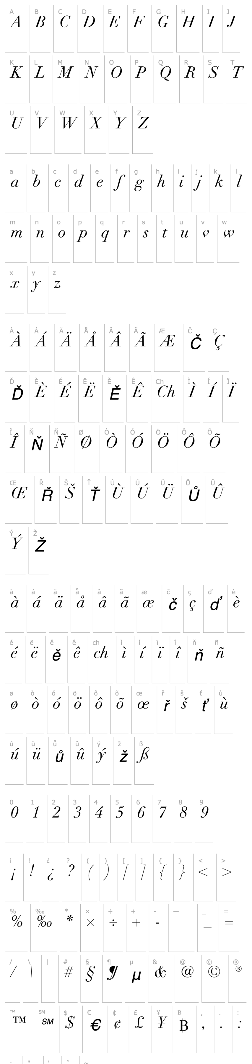 Přehled LinotypeDidot-Italic