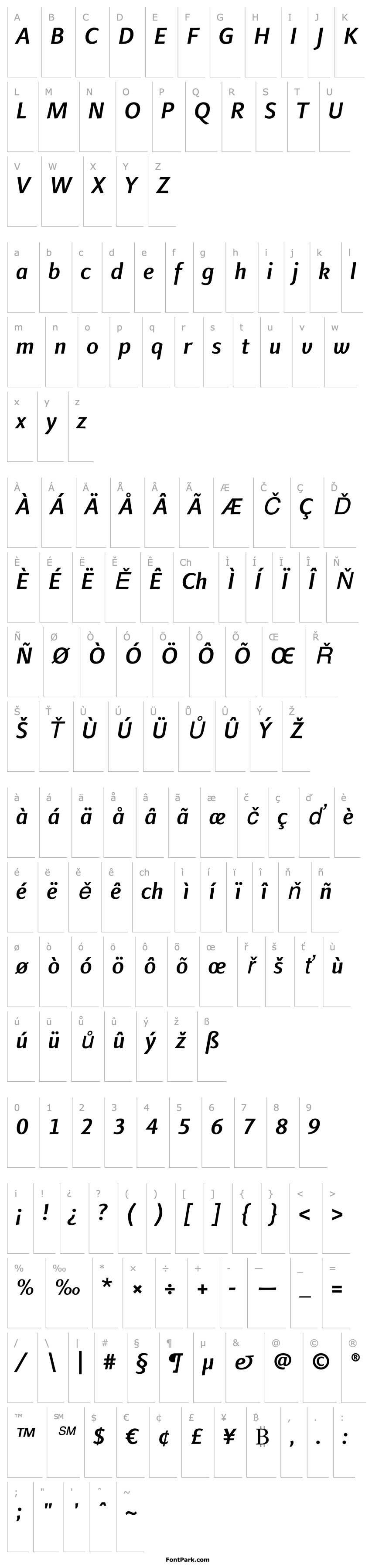 Přehled LinotypeFinnegan MediumItalic