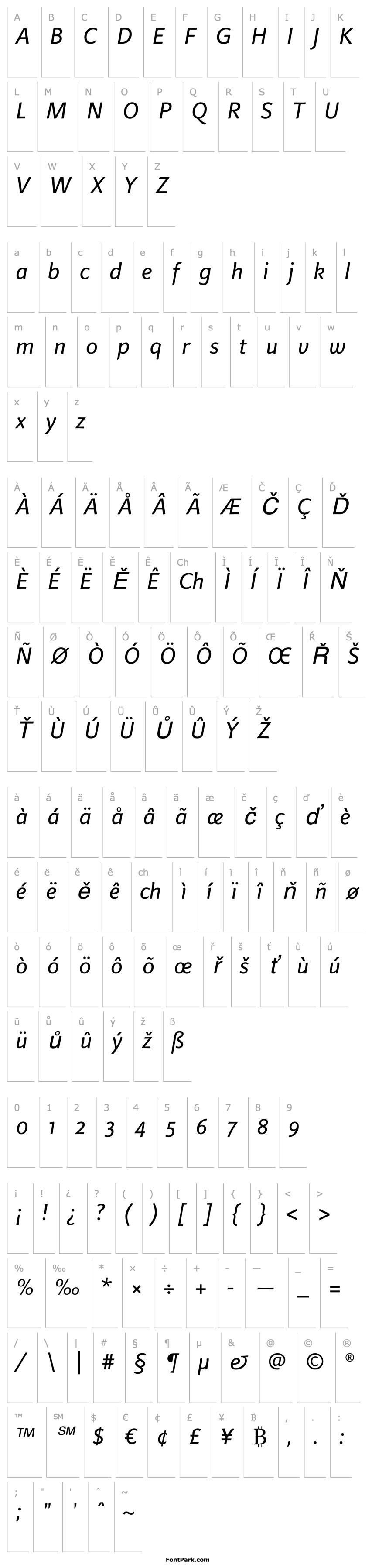 Overview LinotypeFinneganOsF Italic