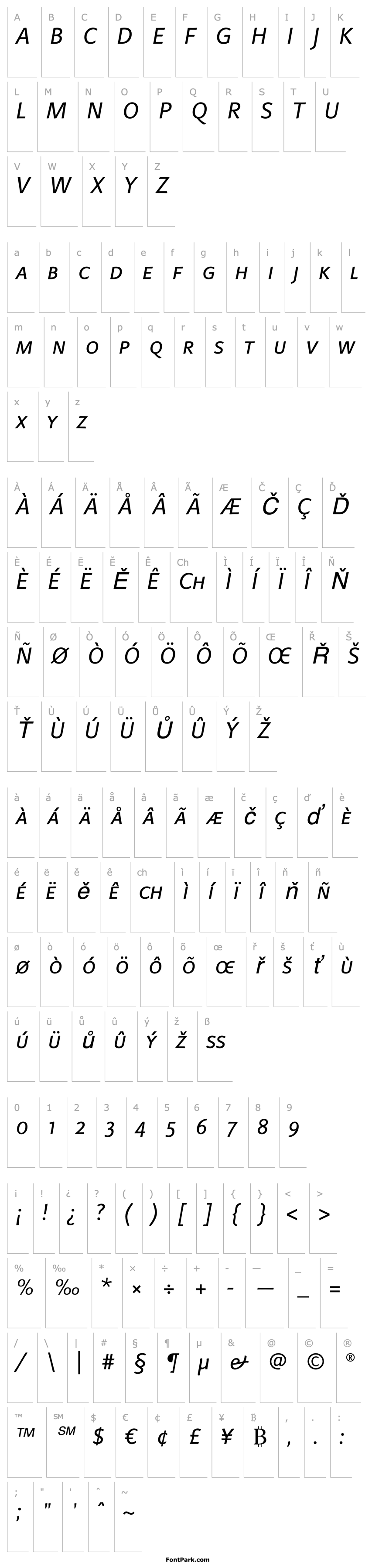 Přehled LinotypeFinneganSC Italic