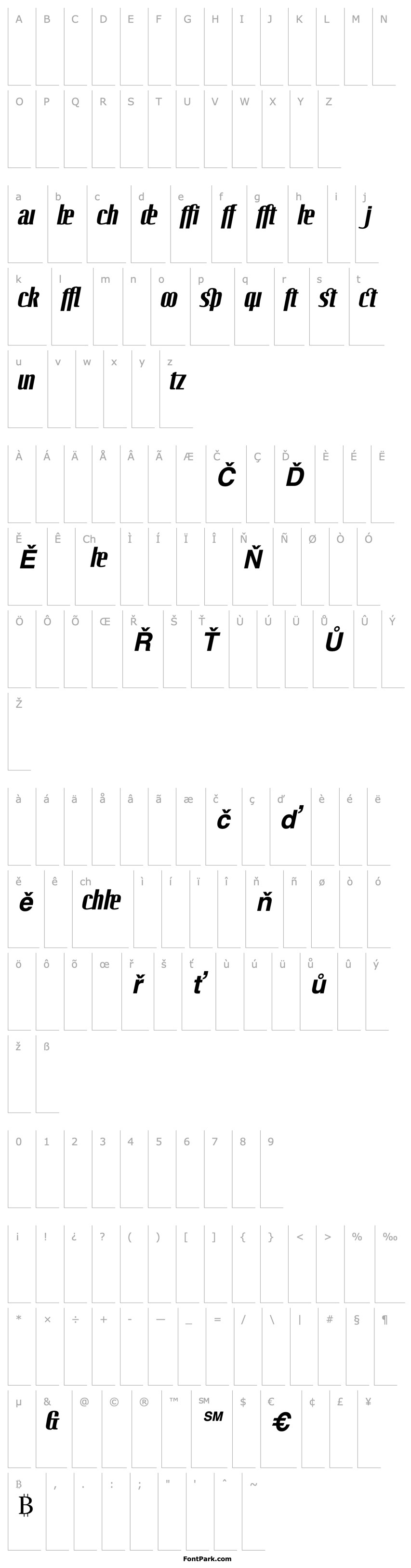 Přehled LinotypeOctane BoldItalicAdd