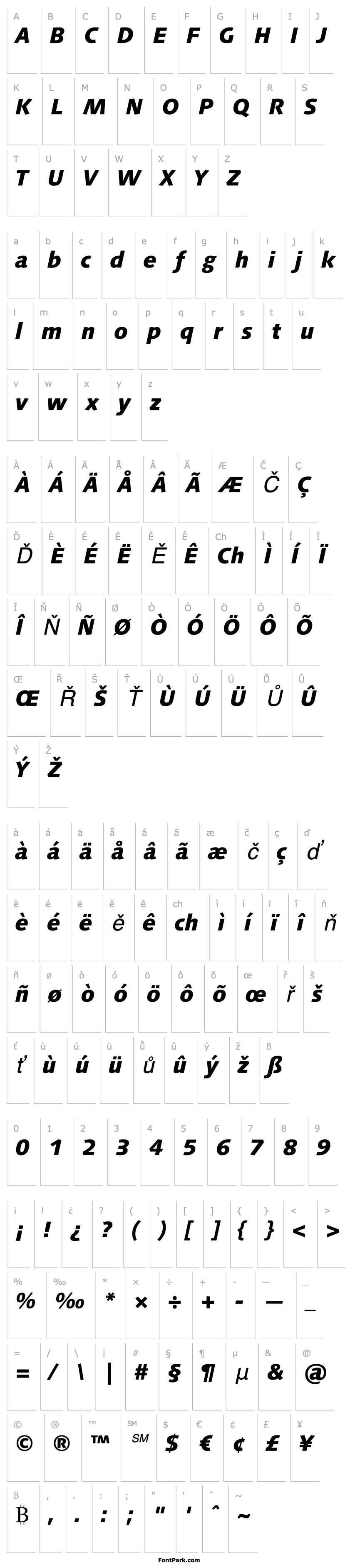 Přehled LinotypeSyntax-HeavyItalic