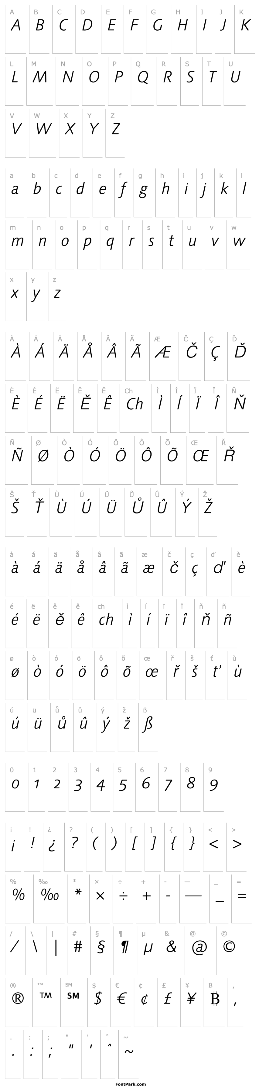 Přehled LinotypeSyntaxOsF-LightIt