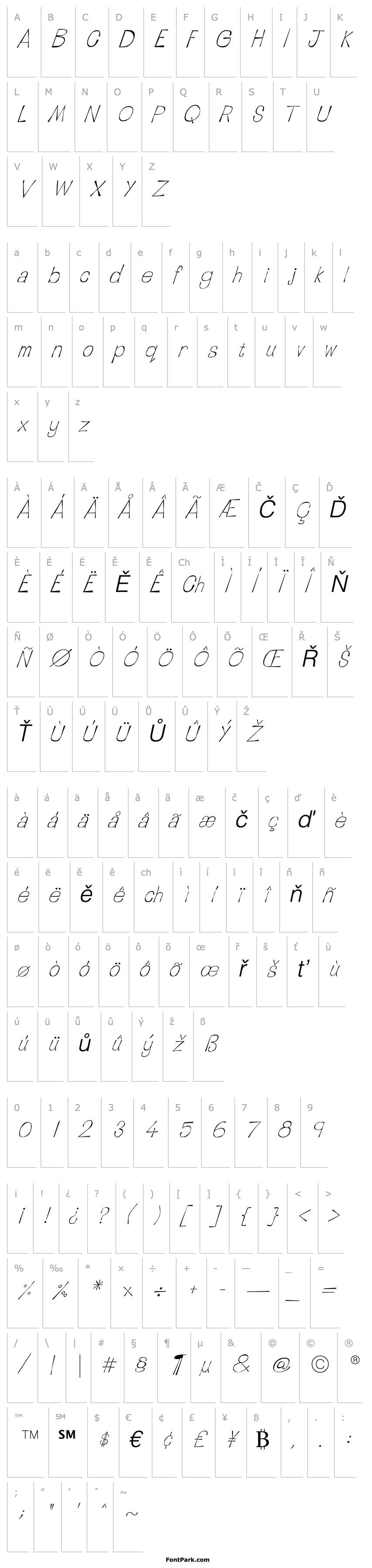 Přehled LinotypeTapeside LightOblique