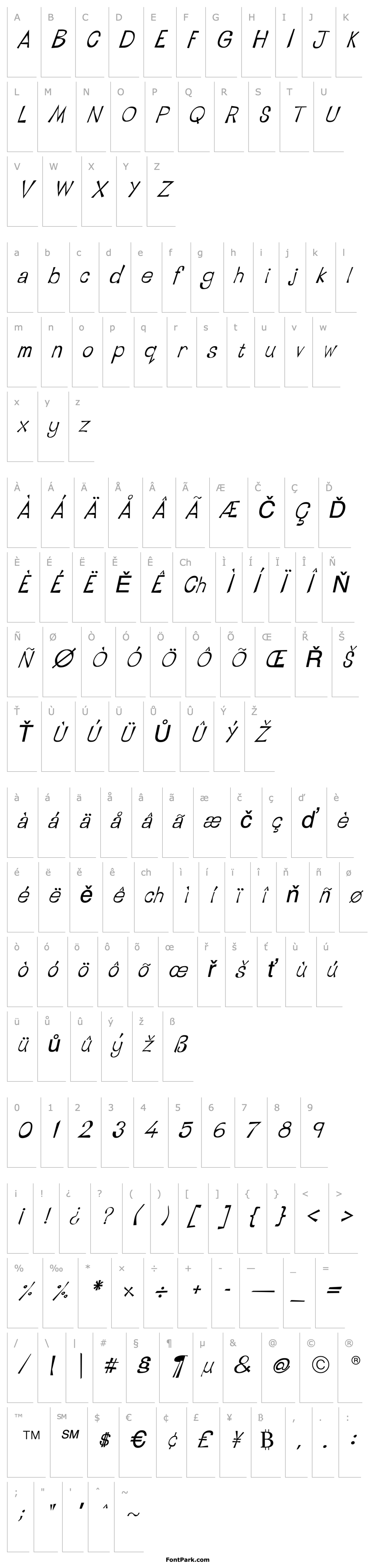 Přehled LinotypeTapeside Oblique