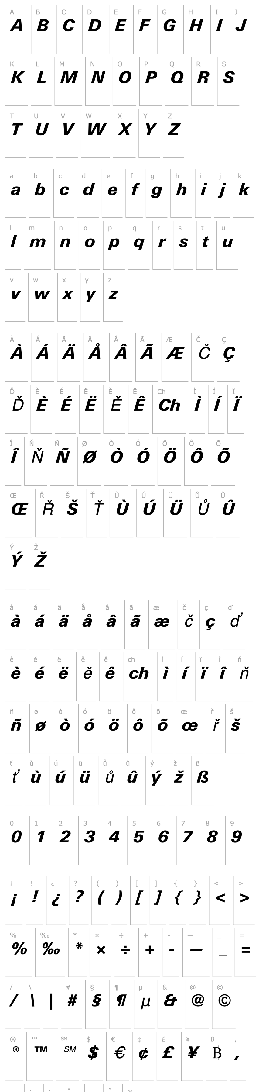 Overview LinotypeUnivers-BasicHeavyItalic