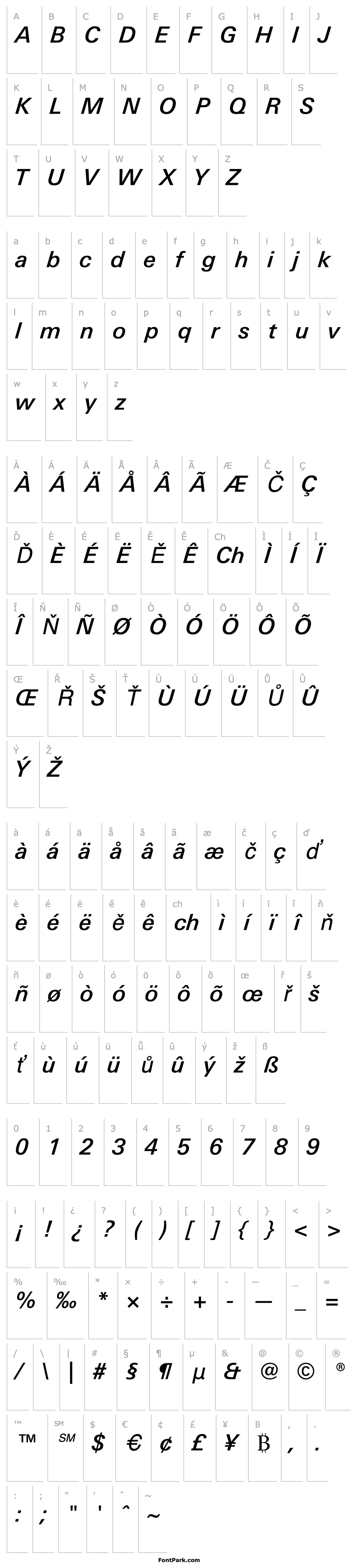 Přehled LinotypeUnivers-BasicMediumItalic