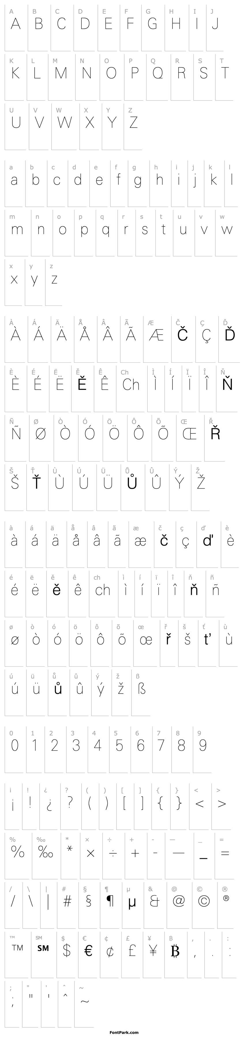 Přehled LinotypeUnivers-BasicUltraLight