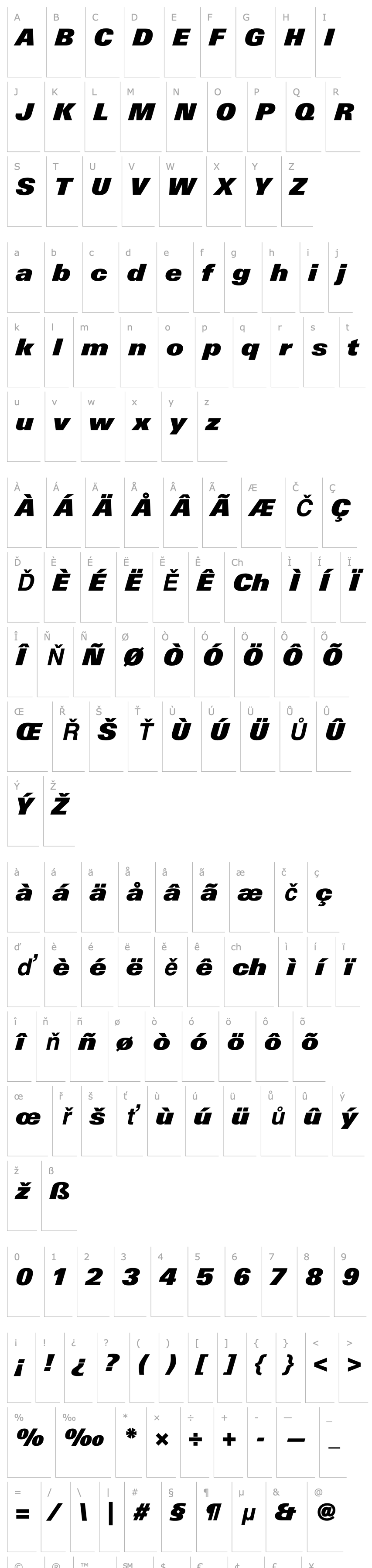 Přehled LinotypeUnivers-BasicXBlackItalic