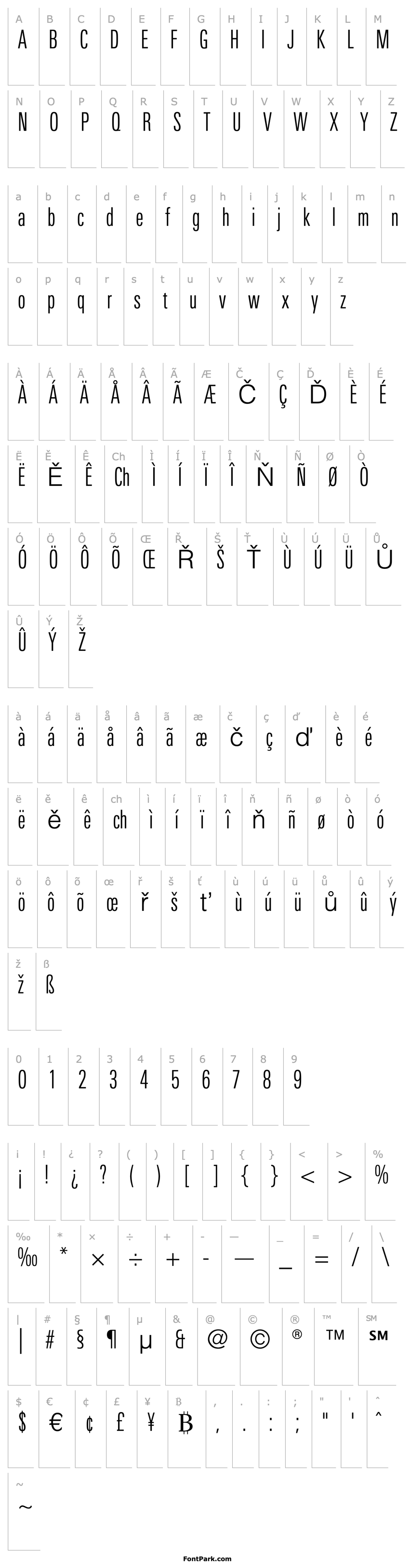 Přehled LinotypeUnivers-CompLight