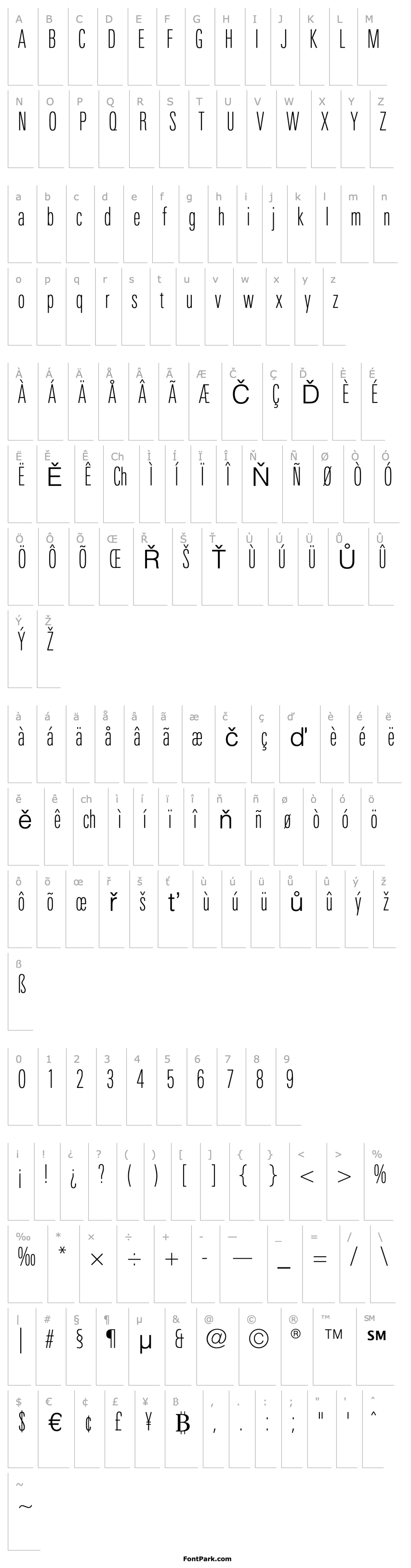 Přehled LinotypeUnivers-CompThin