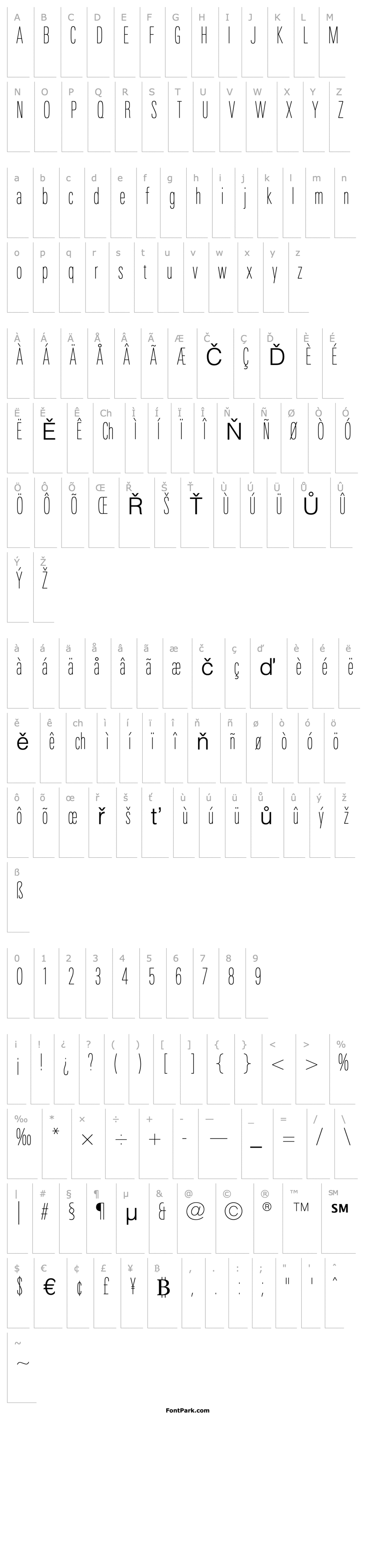 Přehled LinotypeUnivers-CompUltraLight