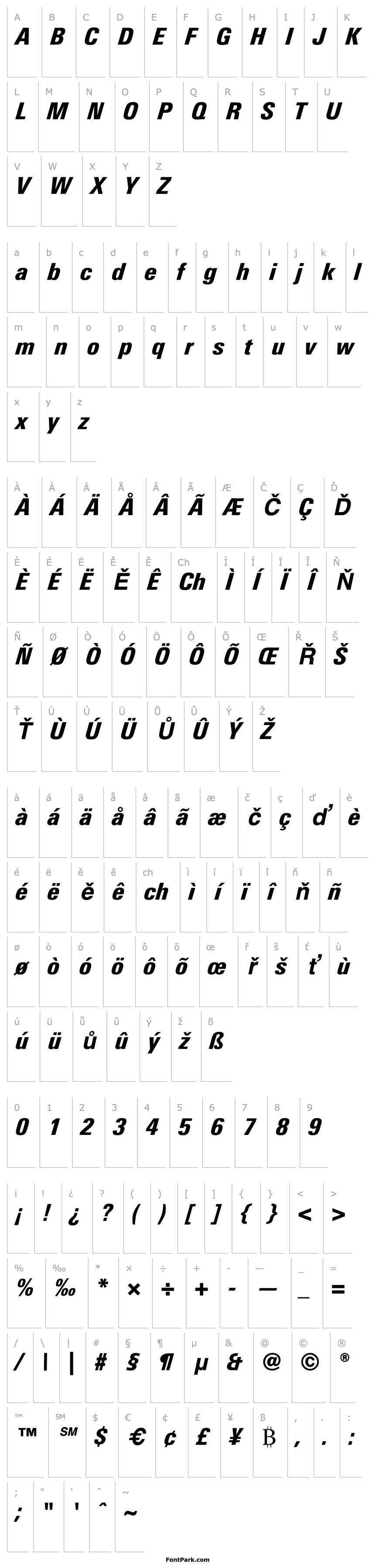 Overview LinotypeUnivers-CondBlackItalic