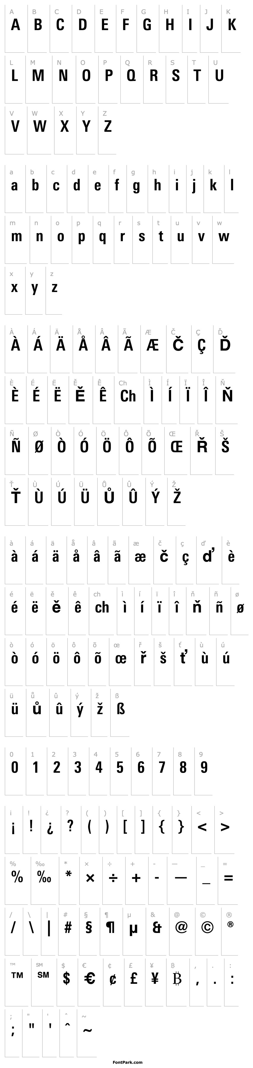 Přehled LinotypeUnivers-CondBold