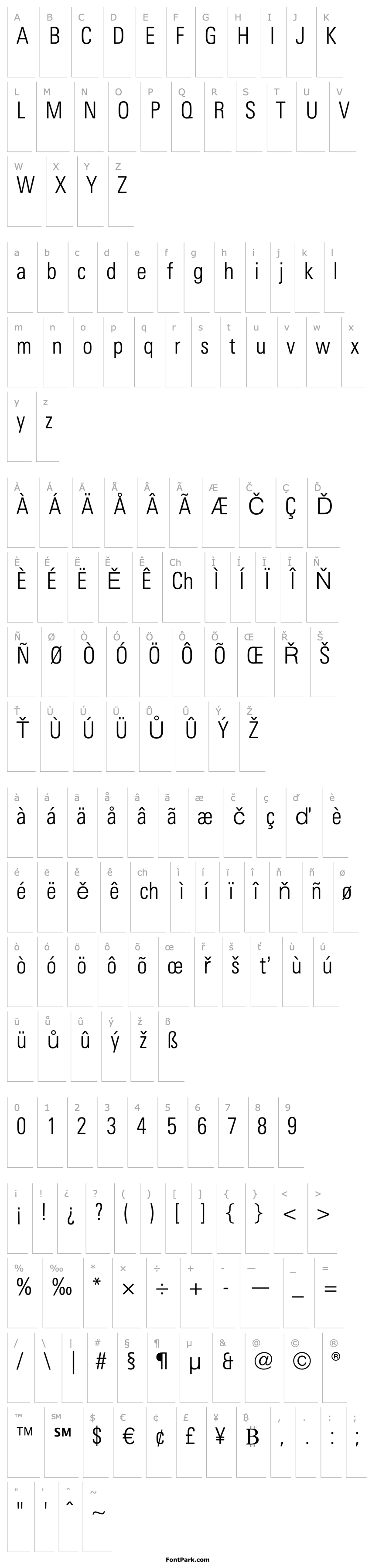 Overview LinotypeUnivers-CondLight