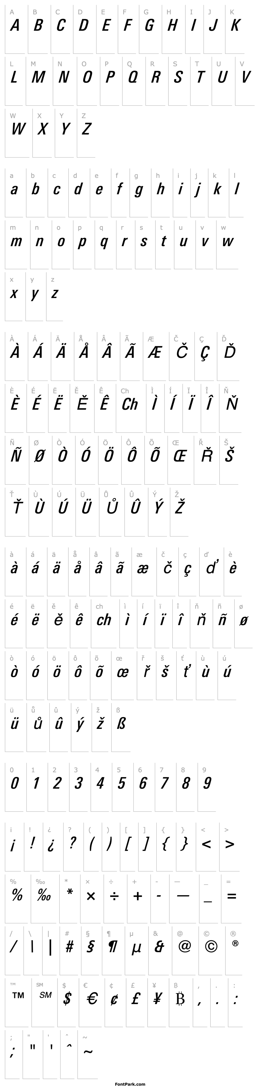 Přehled LinotypeUnivers-CondMediumItalic