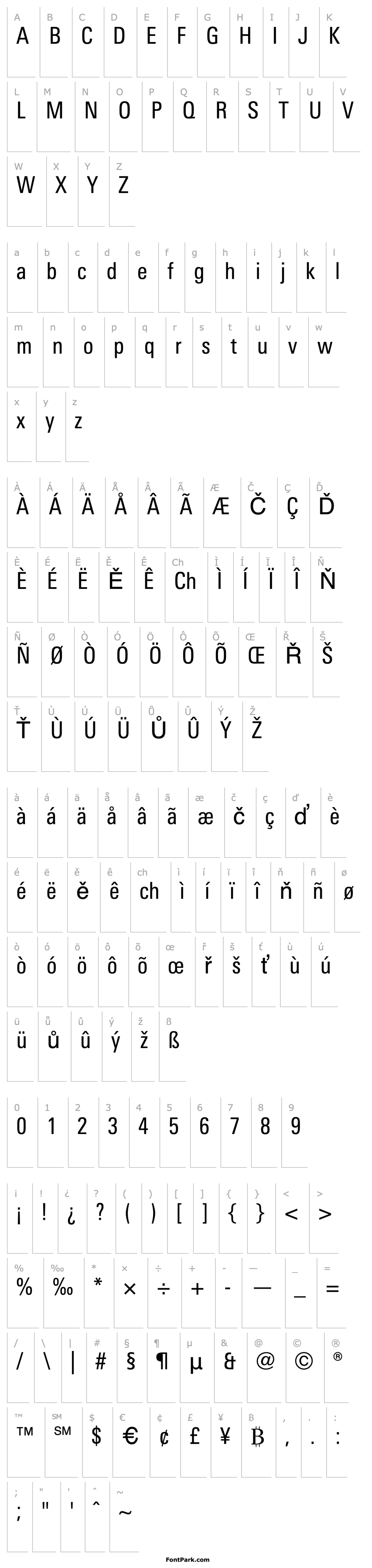 Overview LinotypeUnivers-CondRegular