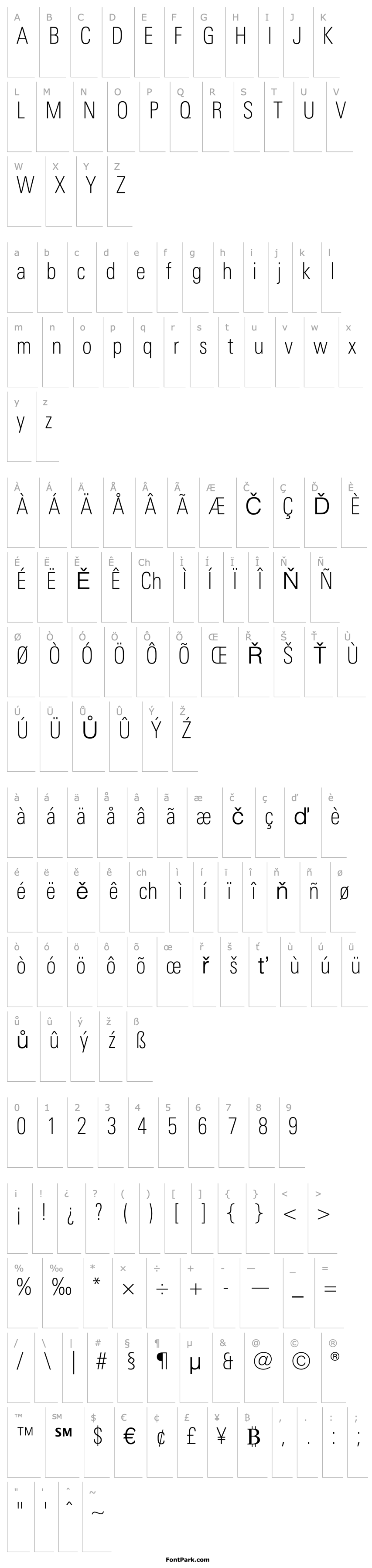 Přehled LinotypeUnivers-CondThin