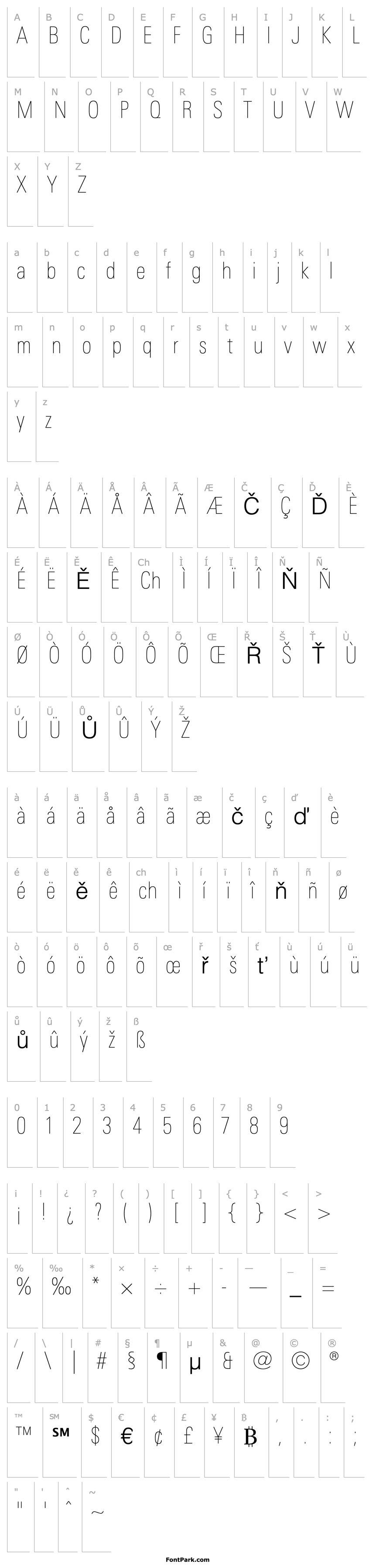 Overview LinotypeUnivers-CondUltraLight