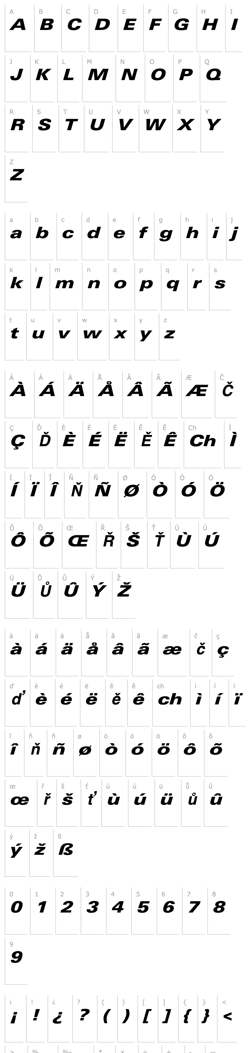 Overview LinotypeUnivers-ExtdBlackItalic