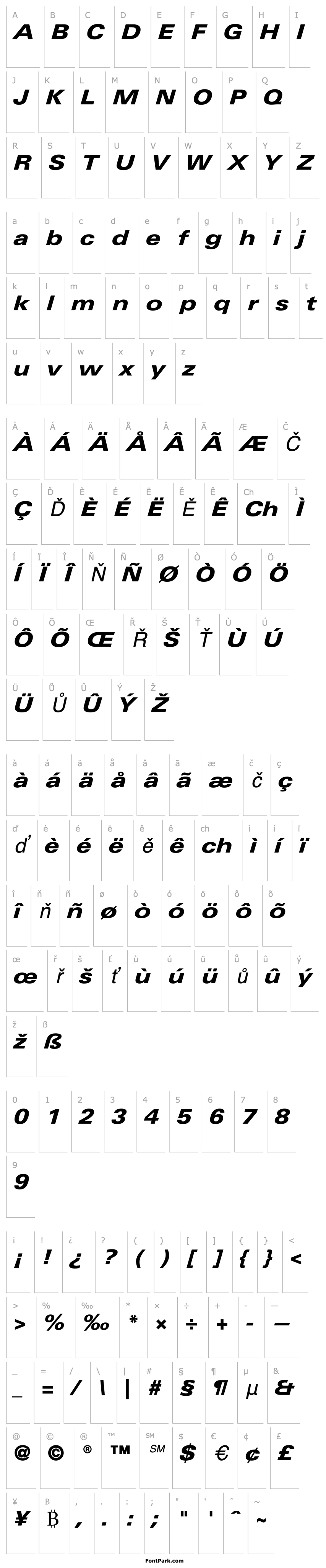 Overview LinotypeUnivers-ExtdHeavyItalic