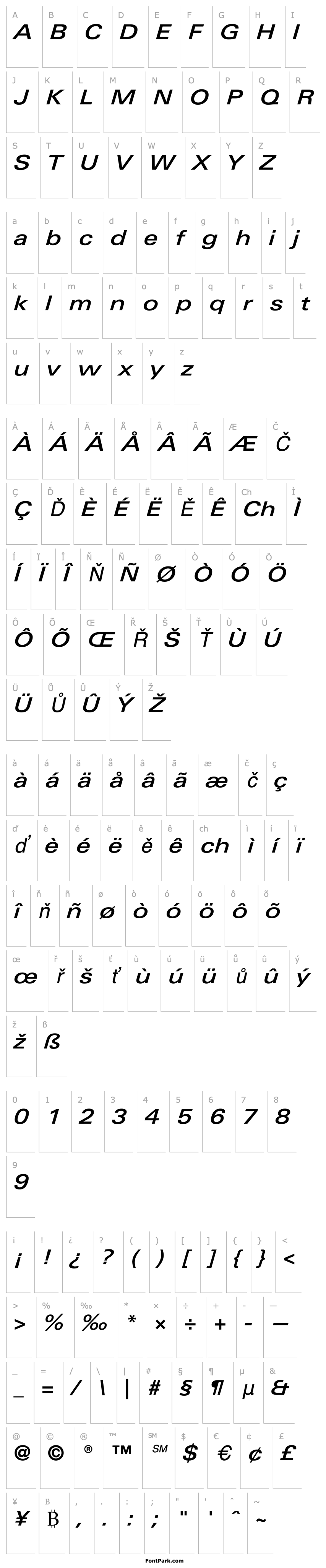 Přehled LinotypeUnivers-ExtdMediumItalic