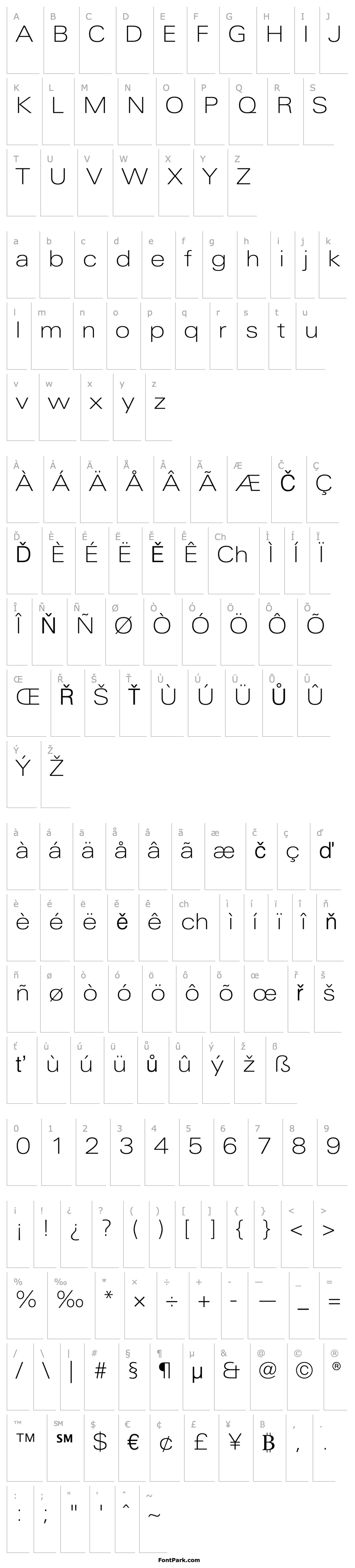 Overview LinotypeUnivers-ExtdThin