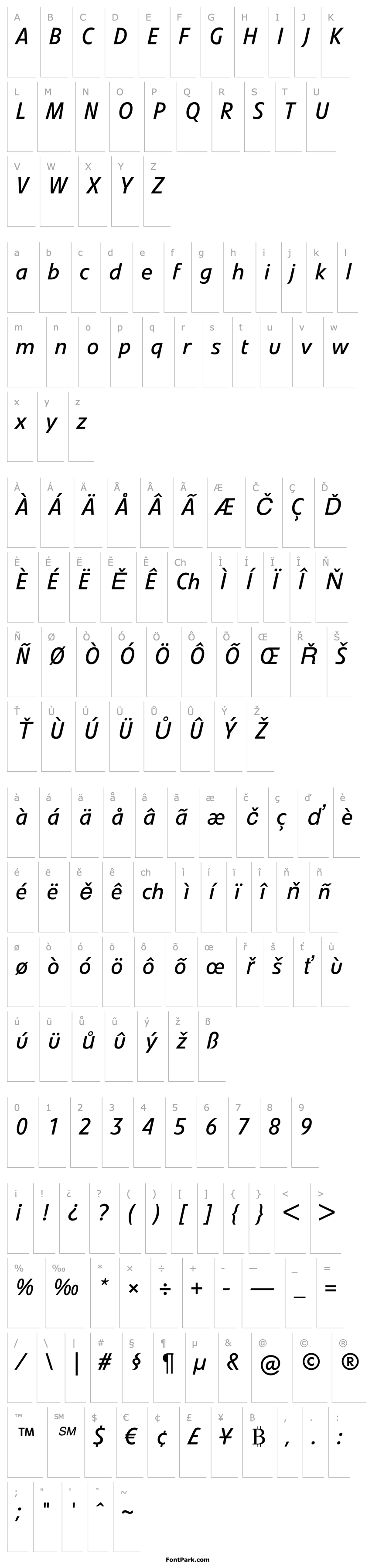 Overview LinotypeVeto Italic