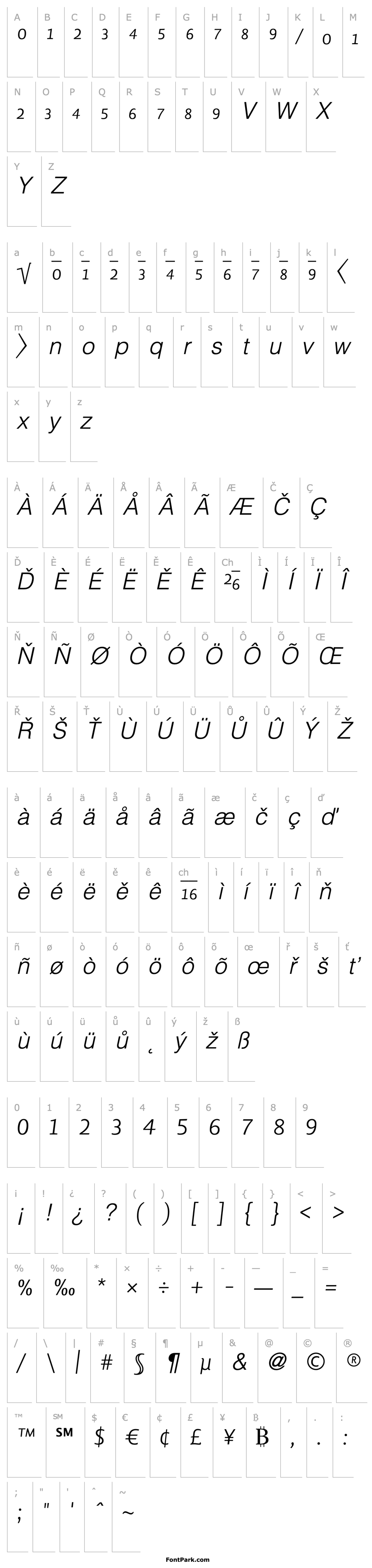 Overview LisboaExpertLight-Italic