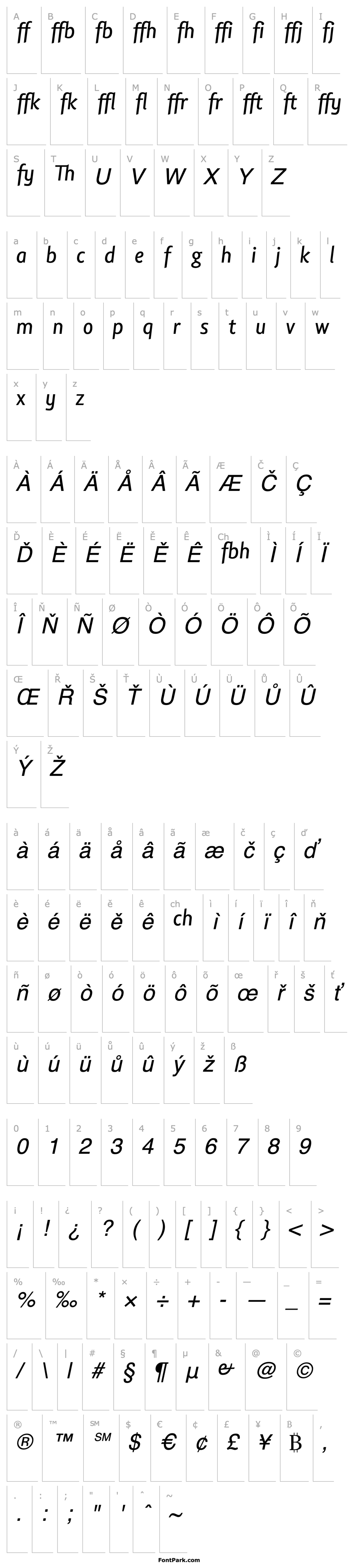 Overview LisboaSansLigatures-Italic