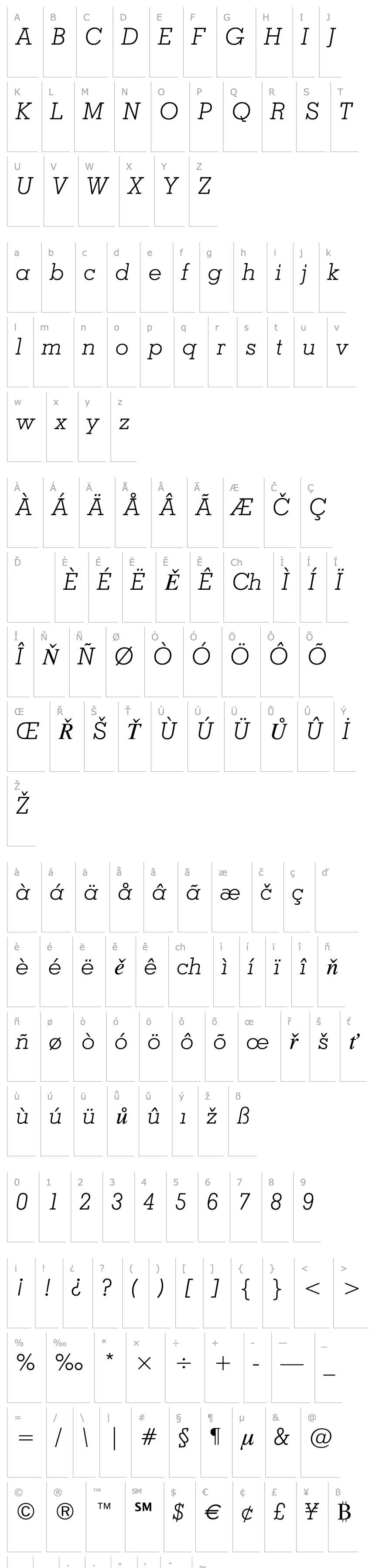 Přehled Louisville Light Italic BT