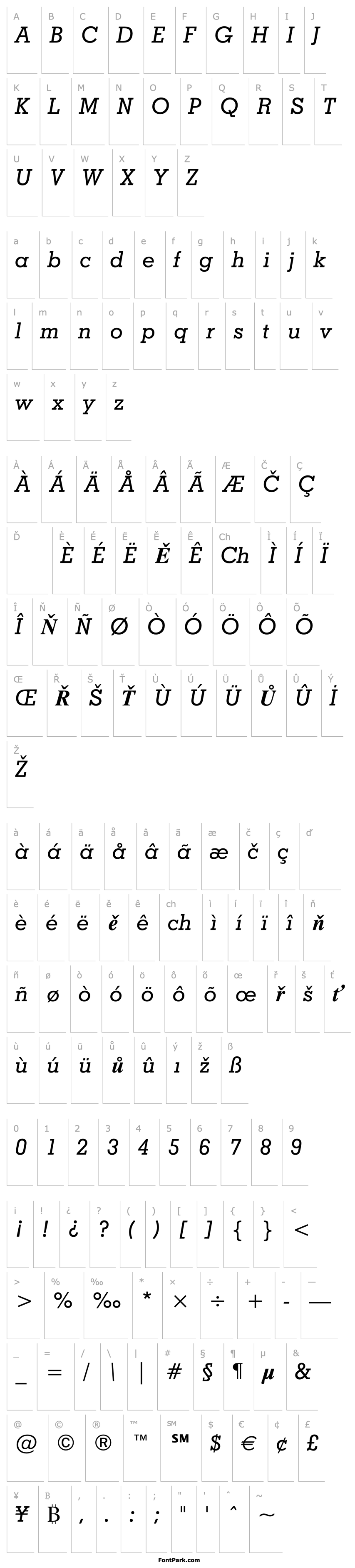 Přehled Louisville Medium Italic BT