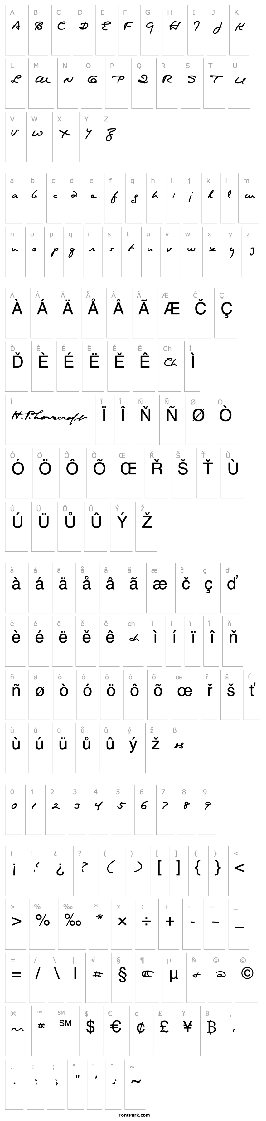 Overview Lovecraft Cursive HPLHS