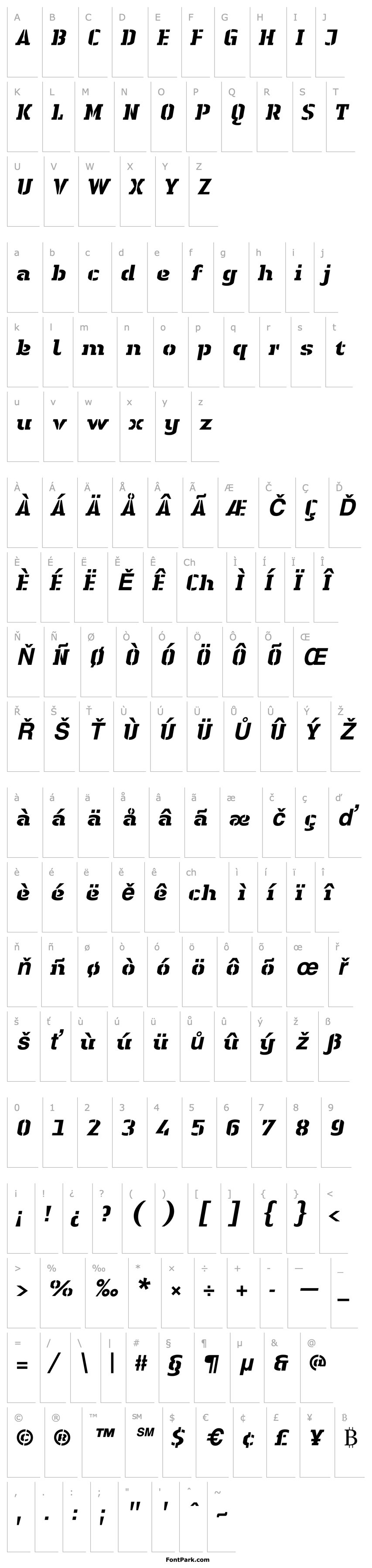 Overview LTAuthenticStencil-HeavyItalic