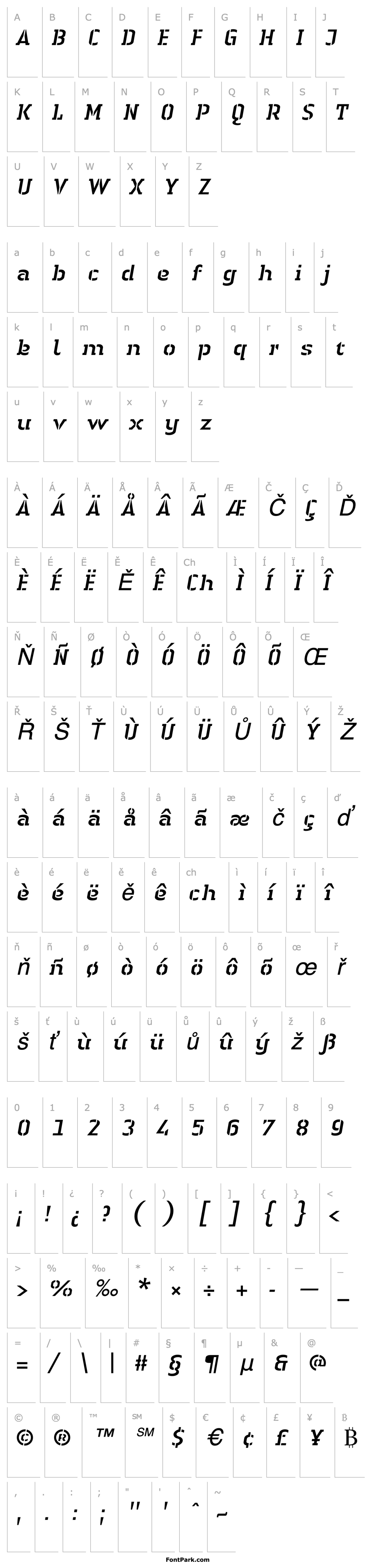 Přehled LTAuthenticStencil-Italic