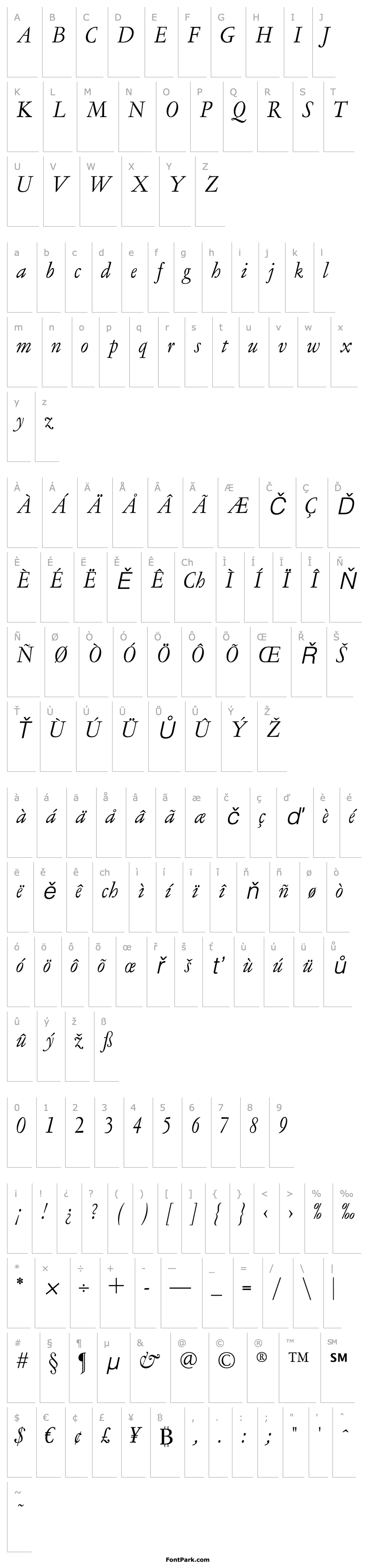 Přehled LTC Garamont Display Italic