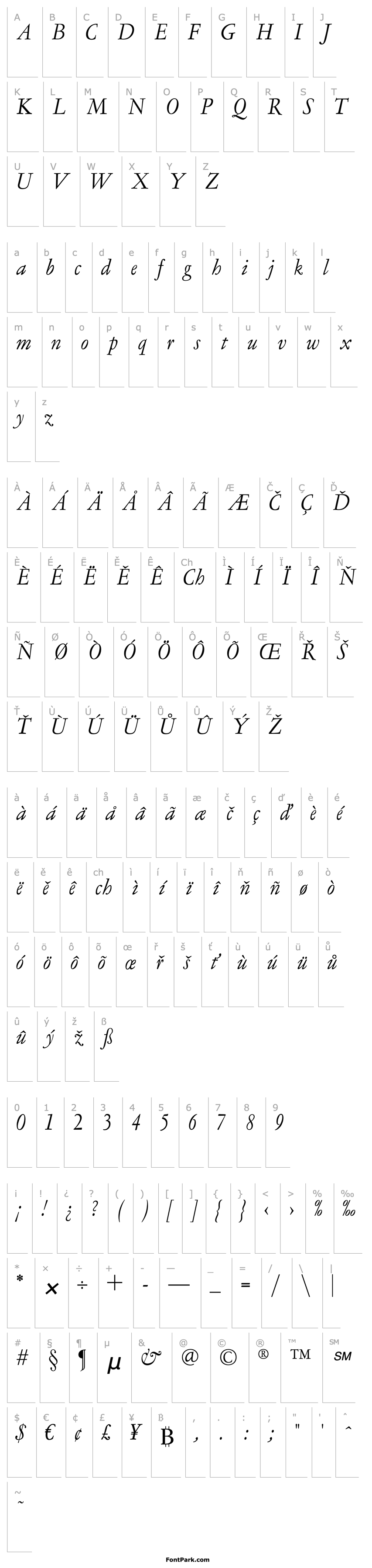 Overview LTC Garamont Display OT Italic