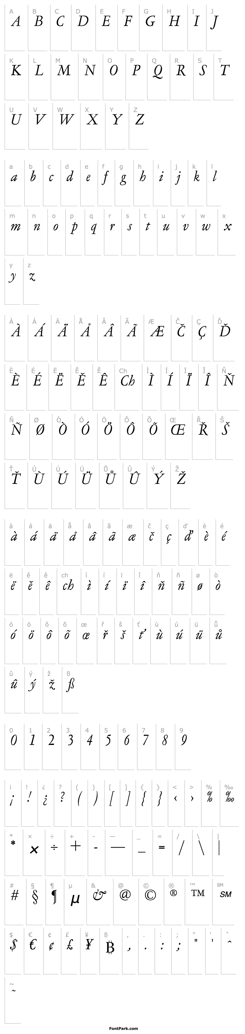 Overview LTC Garamont Text OT Italic