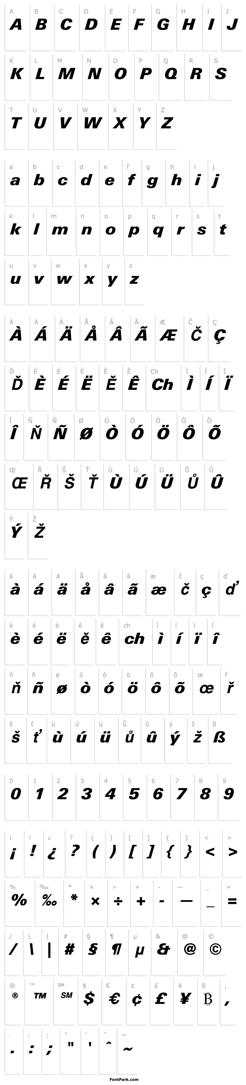 Přehled LTUnivers-BasicBlackItalic