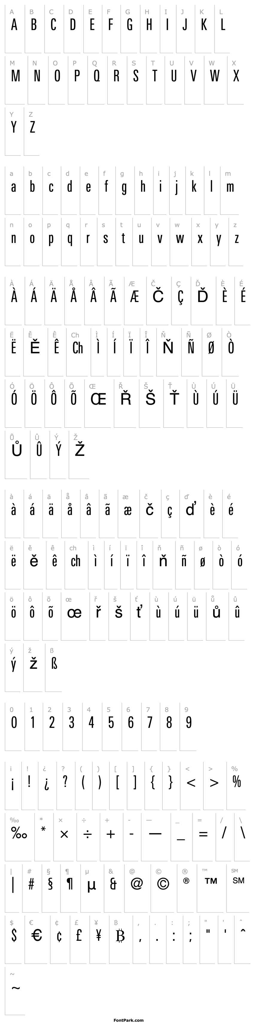 Přehled LTUnivers-CompRegular