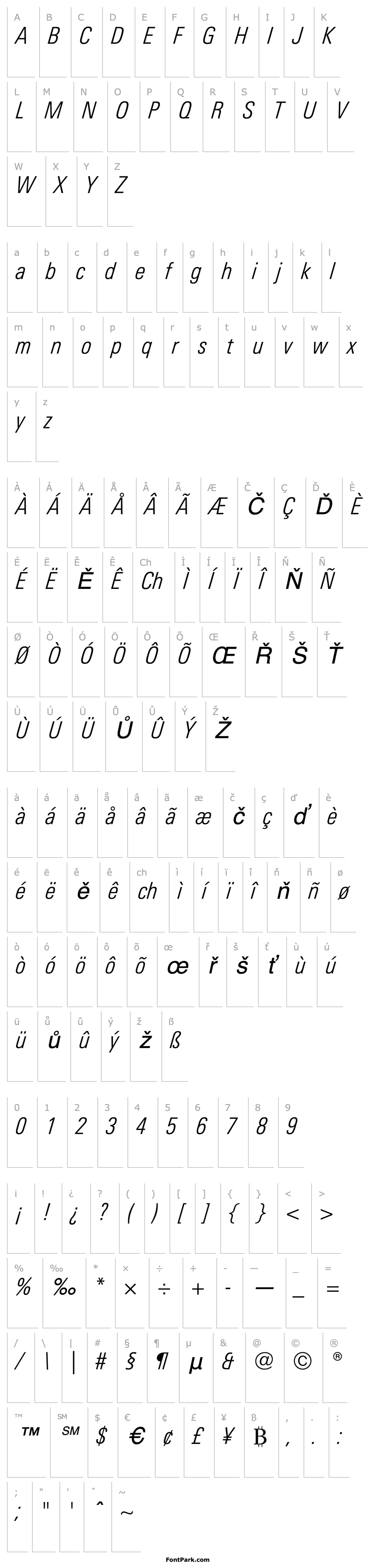 Overview LTUnivers-CondLightItalic