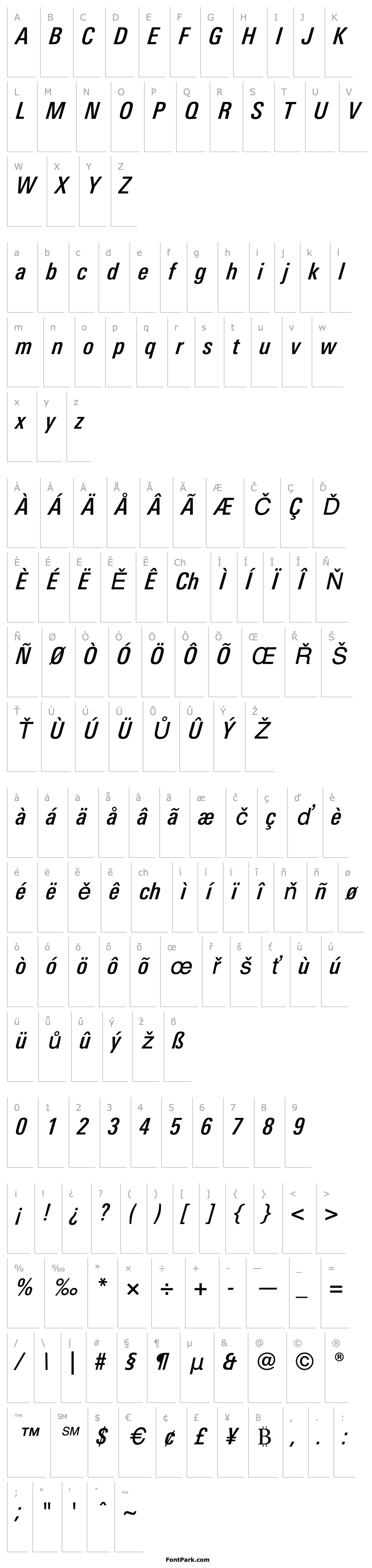 Overview LTUnivers-CondMediumItalic