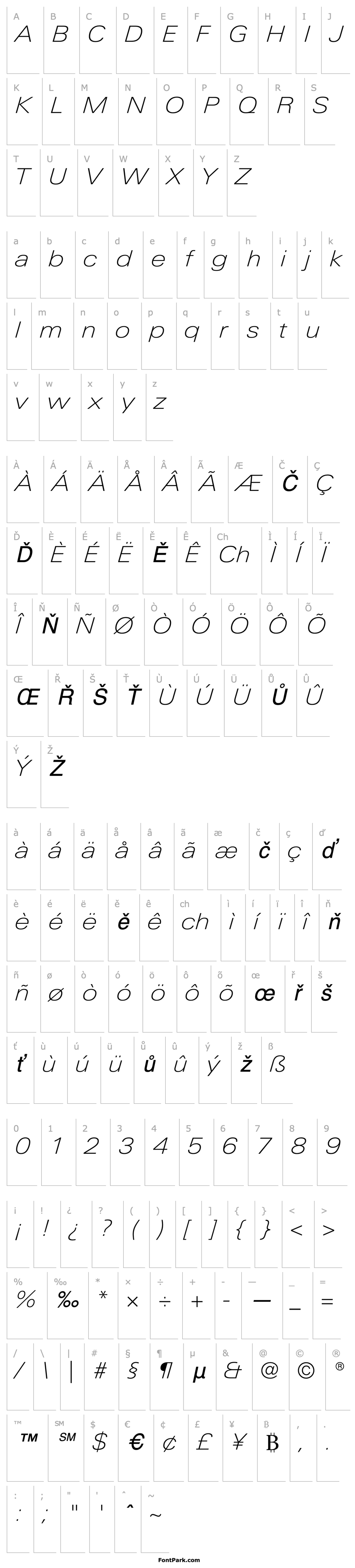 Přehled LTUnivers-ExtdThinIt